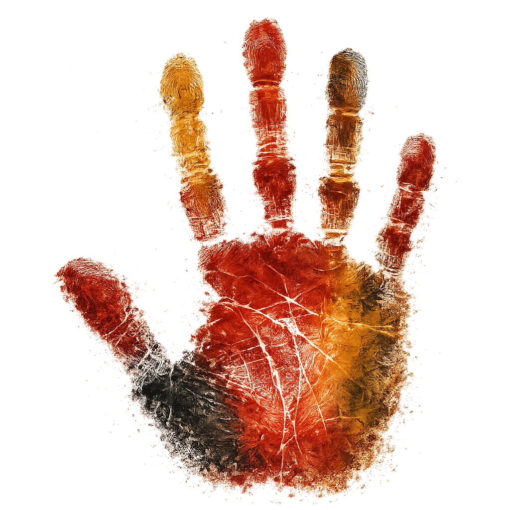 Handprint made with hematite, charcoal and ochre pigments